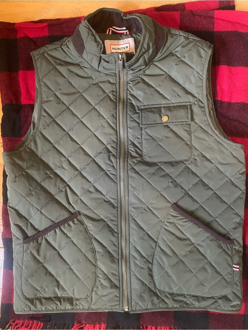 (NWOT)Hunter Olive Green Quilted Mid-Layer Vest - Size Large